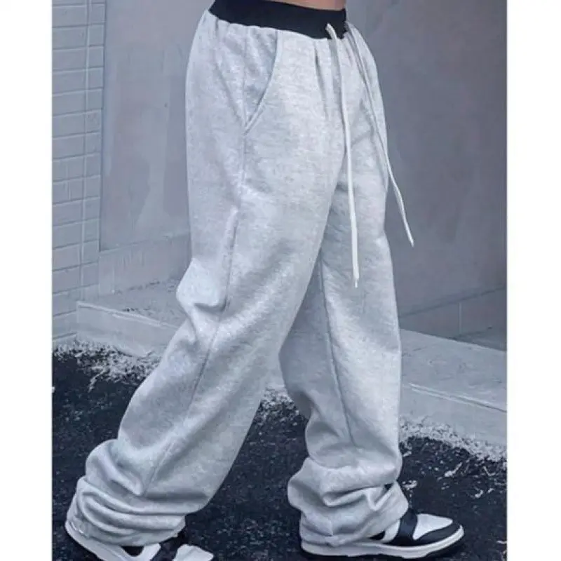 Light Grey Black Elastic Waist