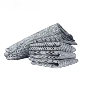 Thickened Dual-Layer Silver Wire Scrubber, Double-Sided Strong Cleaning, Oil-Resistant & Easy to Rinse, Kitchen Dishwashing Cloth