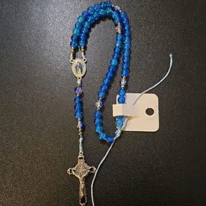 Adjustable Rosary with Blue Beads and Crucifix - Product Title