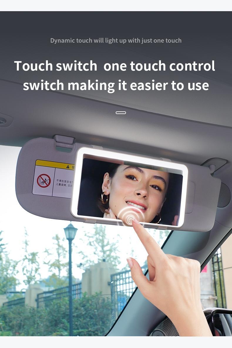 Car Sun Visor Makeup Mirror, LED Touch Screen Adjustable Brightness Auto Interior Makeup HD Mirror, Rechargeable Vanity Mirror, girly car accessories, car stuff