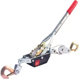 Come Along Winch,2 Ton Capacity with 12FT Steel Cable,Heavy Duty Come Along Tool with Dual Gears,2 Hooks,Hand Winch Tool for Road Vehicle Recovery and Pulling Tree,Fence Stretcher,Frame