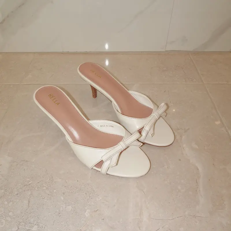 Delia Bow Kitten Heel - White