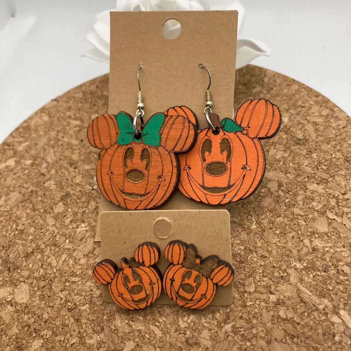 D44 Pumpkin Mouse Earrings