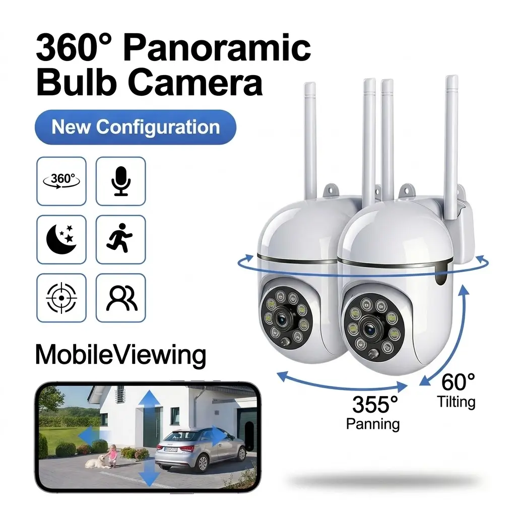 Kgarden 1080P PTZ Panoramic Indoor Camera Security,WiFi Wireless Camera with Pan/Tilt, Full Color NightVision, Human Motion Detection, 2-Way Talk, Bluetooth,24/7 Recording for Baby Elder Monitoring