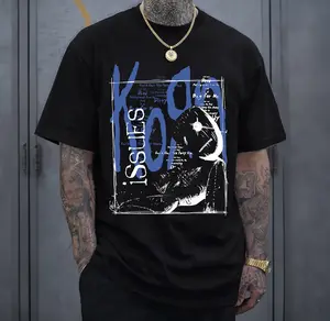 Korn Retro Band T-Shirt Menswear Top Heavy Cotton Unisex Oversize Nu Metal Alternative Metal Rock Band Vintage 90s Graphic Streetwear Tour Style Cotton Tee for Men and Women Fans