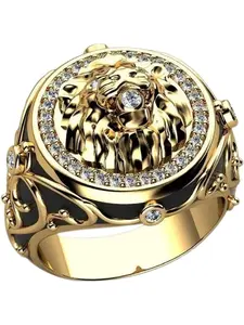 Iced Out Lion Head Ring for Men, Gothic Roaring Lion Biker Ring Norse Viking Lion Animal Ring, Statement Multi Ring -s