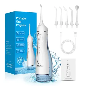 h2ofloss Portable Water Flosser Dental Oral Irrigator for Teeth,Braces Orthodontic Water Pick Jet Cordless Home & Travel, 300ml Rechargeable IPX7 Waterproof Water Dental Flossers