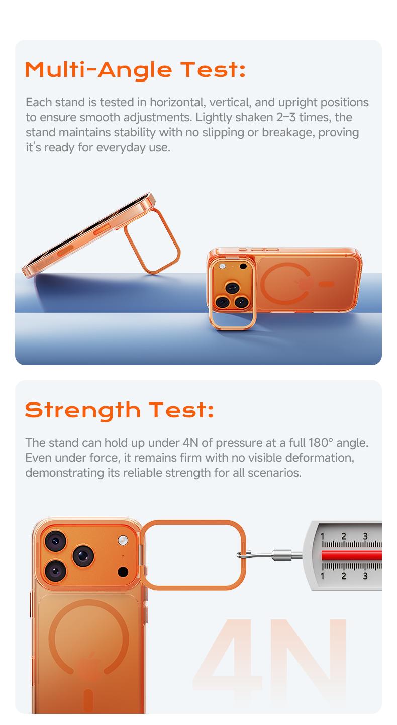 MAGICJOHN iPhone 17/17 Air/16/15 Pro Max Kickstand Case – Multi-Angle Adjustable Lens Stand with Raised Camera Protection