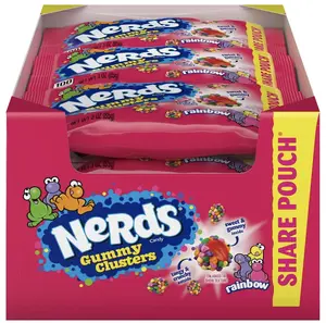 Nerds Gummy Clusters Candy, Rainbow, 3 Ounce Pouches (Pack of 12)