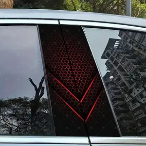 2pc Dynamic Honeycomb Vinyl Sticker, Car B Pillar Protection Decal, Easy Peel & Stick, Sunproof Waterproof Scratch Resistant, All Cars Decor