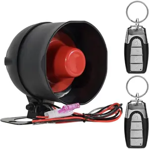 12V 20W Car Security Horn Vehicle Alarm Security Protection System, Auto Car Alarm Device, Sensitivity Anti Theft Car Alarm System, Loud Horn Car Alarm System with 2 Remote 6 Tone
