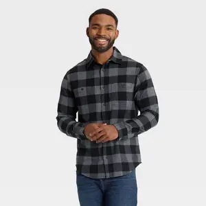 Men's Vintage Mid-Weight Long Sleeve Flannel Shirt - Goodfellow & Co