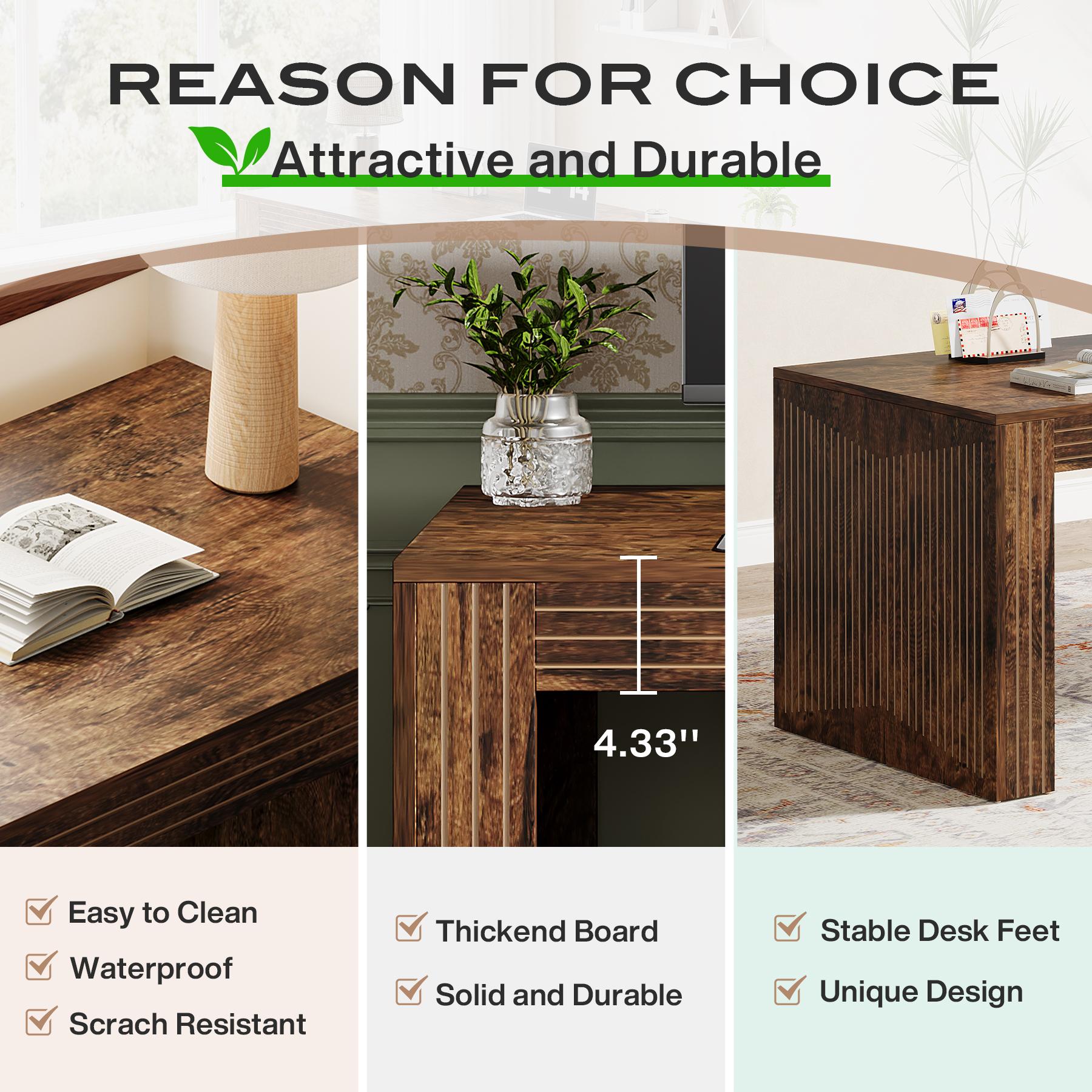 LITTLE TREE 79-Inch Extra Long Desk, Two Person Double Desk for Home Office, Wooden Long Computer Desk Writing Table for Office