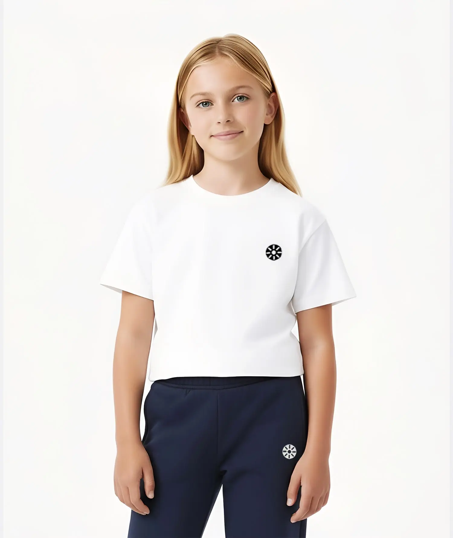 White Cotton Girls Cropped T-Shirt