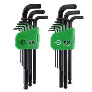 SK 18-Pack Allen Wrench Set, Metric & SAE Hex Key Set, L-Shaped, S2 Steel, Black Phosphating Finish