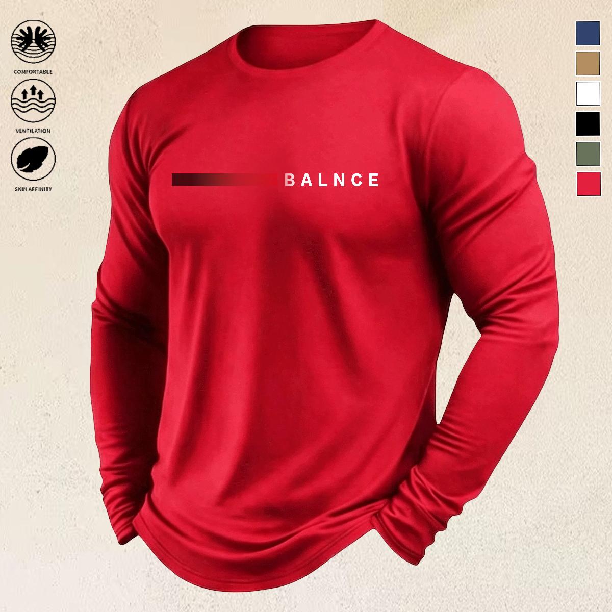 Men's Colorblock Polyester Crew-Neck Long-Sleeve Sports Shirts (5-Pack) - Breathable, Loose, Comfortable for Casual Workouts, Ideal for Street Style, Polyester Clothes
