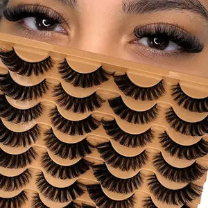 14 Pairs Russian Curl Natural Volume False Eyelashes, DD Classic Cat Eye Mink Lashes, Cross-Dynamic 6D Curls, Soft Natural Extension Makeup, Cosmetic False Lashes