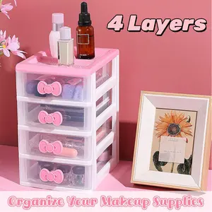 4 Layers Lovely Girls Multi-layers Desktop Plastic Storage Box Cute Locker Decor Mini Drawer Organizer,Cute Plastic Dresser Kawaii Drawers for Bathroom,Dorm,Desk,Home,Office (Pink ),Home DIY tool,Hand tool,Tool kit set,Halloween Decor Gifts