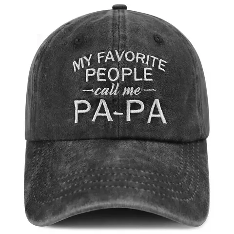 Men's Perfect Casual 100% Cotton Breathable Embroidered Papa Custom Adjustable Baseball Cap - Funny Proud Father Text, Dad Birthday Gift, Christmas Accessory