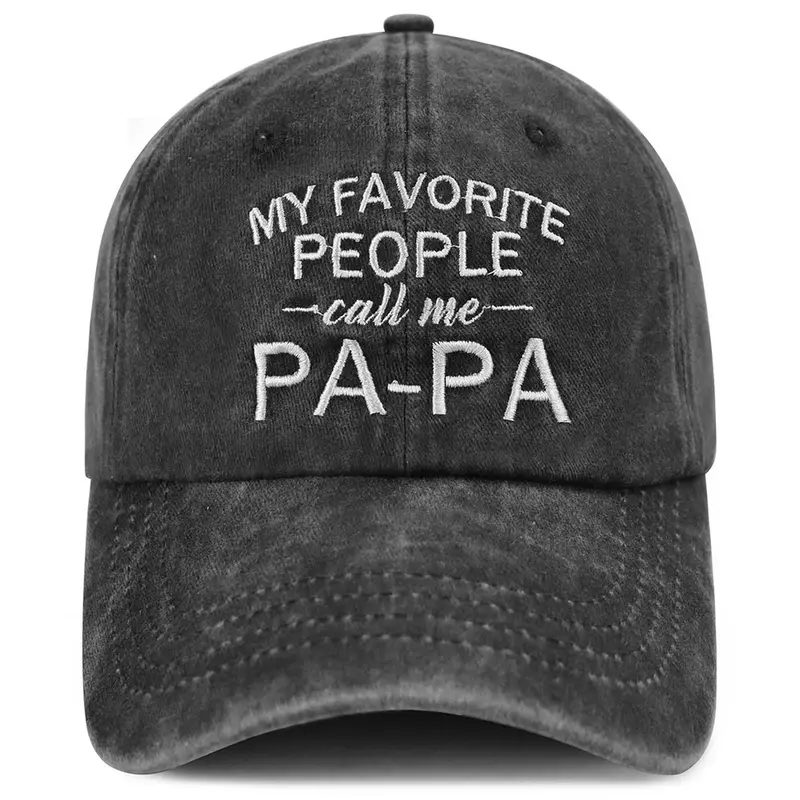 Men's Perfect Casual 100% Cotton Breathable Embroidered Papa Custom Adjustable Baseball Cap - Funny Proud Father Text, Dad Birthday Gift, Christmas Accessory