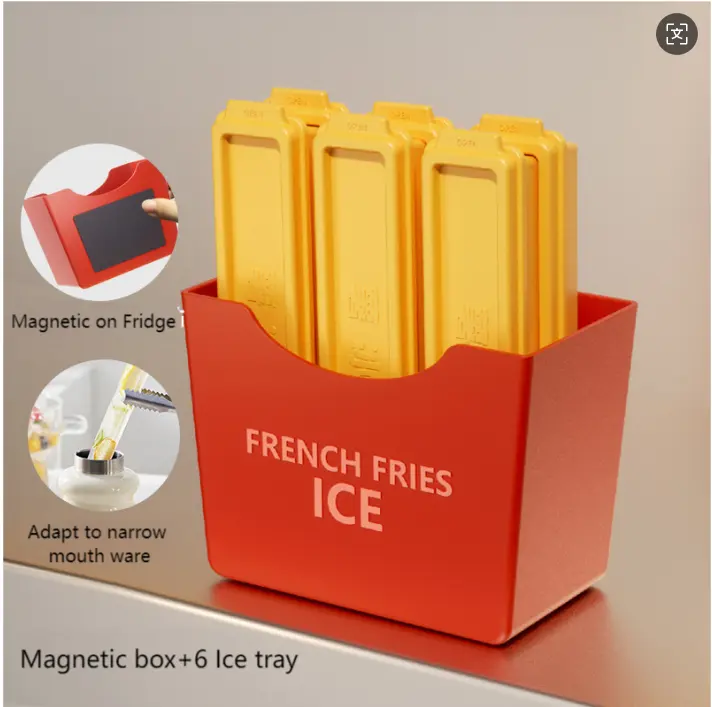 Hexagon Chip-Shaped Plastic Ice Cube Tray - Sturdy BPA-Free, Freezer-Safe, Easy-Release Ice Maker with Removable Lid & Utility Spoon, Narrow Mouth Bottle Compatible Kitchenware Bar Utensils