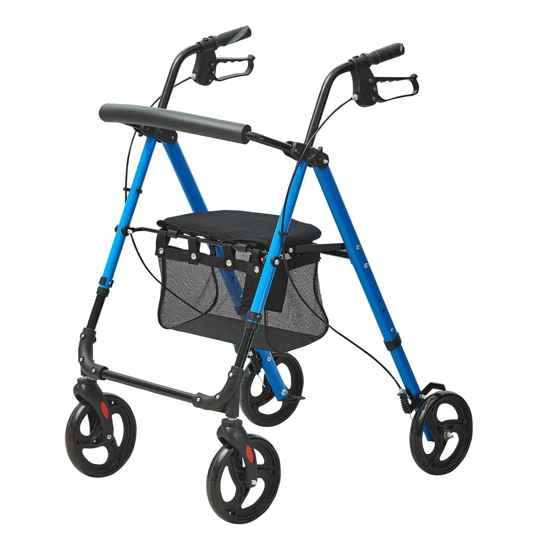 Rollator Walker for Seniors, Lightweight Foldable Rolling Walker with Seat, Adjustable Handle, 8" Wheels, 300lbs Capacity, Adult Mobility Aid for Outdoor Use Blue