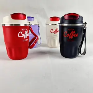 Coffee Vacuum Flask, 1 Count Portable Coffee Cup with Lid & Handle, Stainless Steel Insulated Water Bottle for Home Office Outdoor Camping, Travel Coffee Mugs