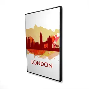 Begin Home Decor 2081-3624-CI92 24 x 36 in. Paint Splash Silhouette of London - Retro Orange Canvas Decor