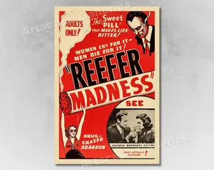 Reefer Madness 1950s Marijuana Adult Vintage Style Movie Poster
