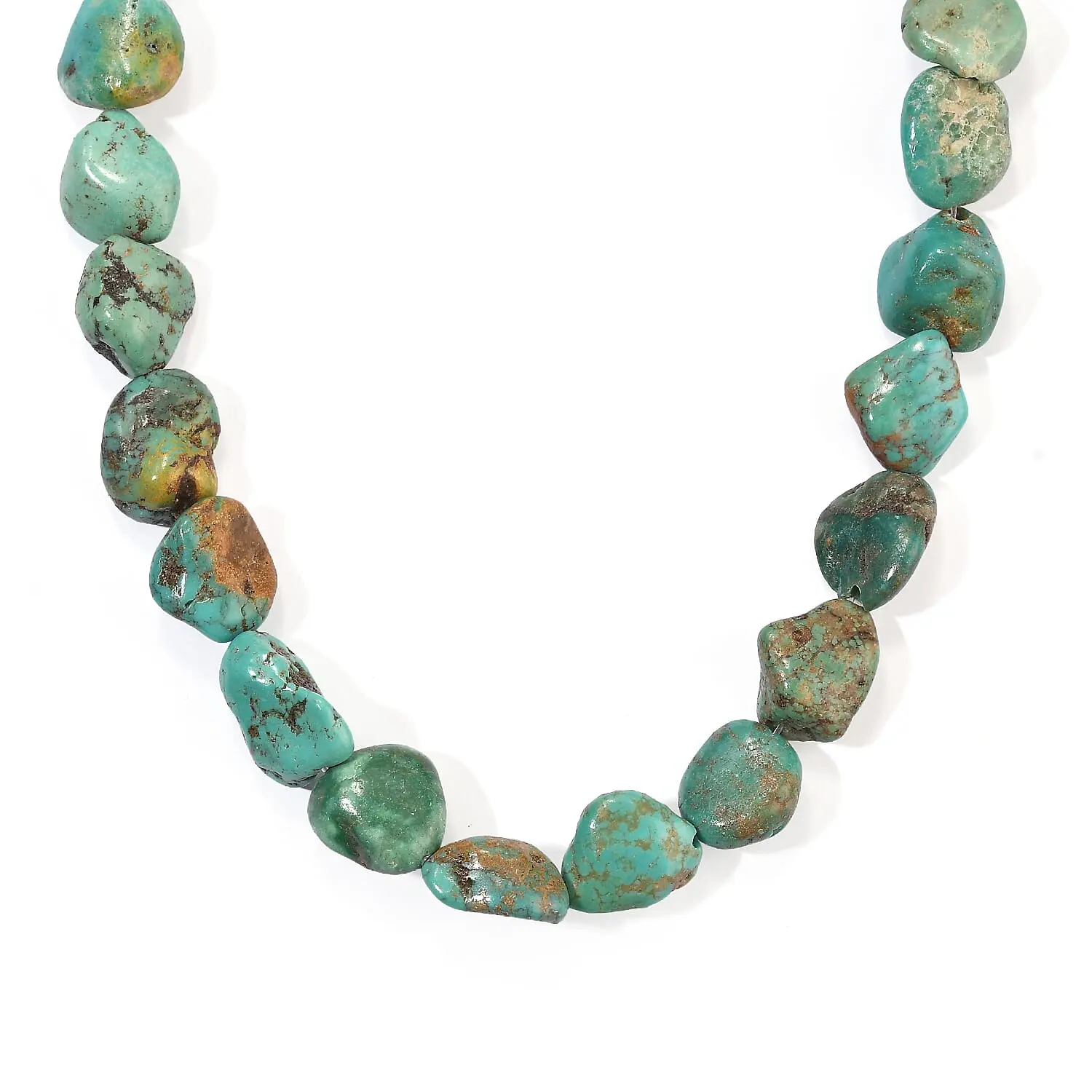 Turquoise Oval Beaded Necklace (16 Inches) 188.40 ctw