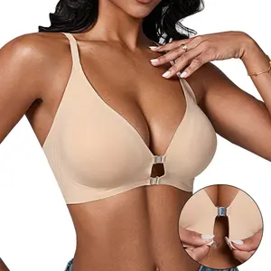 DEANGELMON Front Closure Bras for Women Racerback Bra No Underwire Seamless Push Up T-Shirts Bras Supportive Womens Bralettes
