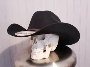 Black or Brown Felt Cowboy Hats, with an elastic sweat bandana for a comfort fit and incase a bit Big. Rain Cover included!