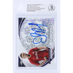Erling Haaland Norway Autographed 2023-24 Topps Chrome UEFA Starball Debuts #SD-3 Beckett Fanatics Witnessed Authenticated Card - Fanatics Authentic Certified