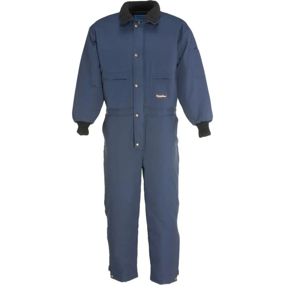 RefrigiWear B581859 Men's Unisex Insulated Water-Resistant Polyester Soft Elastic Zipper-Closure ChillBreaker Coverall - 32 Inches Hip-Length Long-Sleeve, Regular Fit, Navy, 3XL, Nylon Workwear Uniform Essential, Menswear