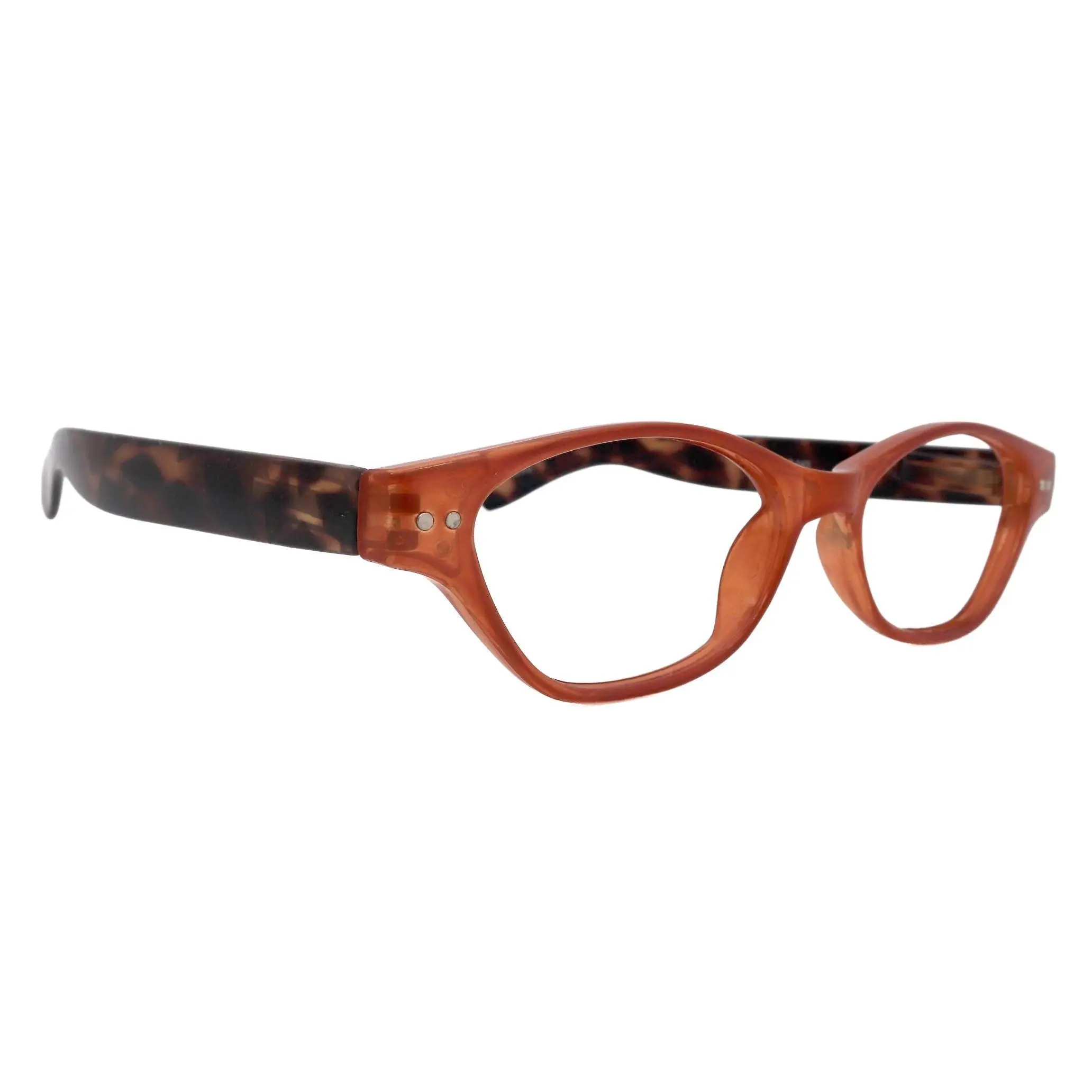 Roselle, Premium Reading Glasses, High-End Readers +1.25 + 5.00 Magnifying, Cat Eye optical Frame, Orange, by NY Fifth Avenue Crystal Clear