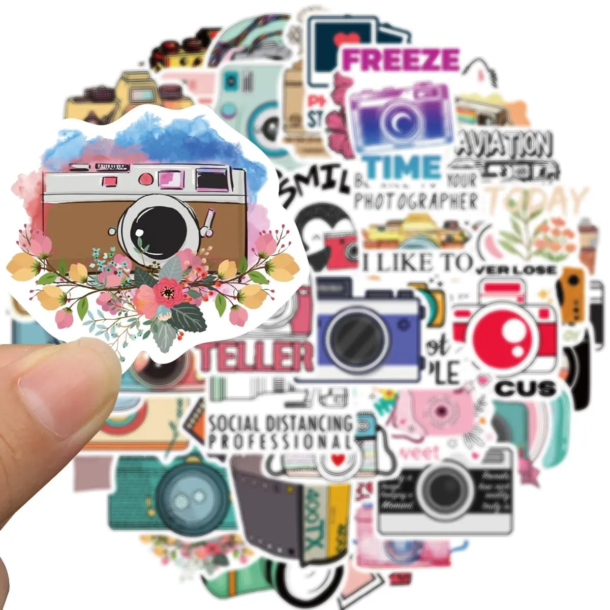 Photography Themed Sticker, 50pcs/set Camera Sticker, Decorative Sticker for Water Bottle, Laptop, Scrapbooking, Planners, Photography Laptop Decals