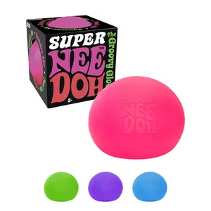 Super NeeDoh - Huge NeeHoh 4.5" in Diameter - Sensory Toy with Fun Dough Filling, Stress Squeeze Toys - Assorted Designs - 1 Random Color - Ages 3+