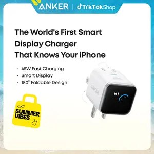 #SummerVibes Anker Smart Display Charger, Anker Nano 45W Fast Charging USBC Charger with Smart Recognition, Built-In Care Mode, Compact with 180° Foldable Plug, for iPhone 17/16/15 Series, MacBook, Apple Watch summervibes