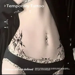 E-Girl Waist & Abdomen Thorn Butterfly Herbal Juice Tattoo Sticker, Semi-Permanent Waterproof Long-Lasting Non-Reflective, Realistic Tattoo for Side Waist & Lower Belly
