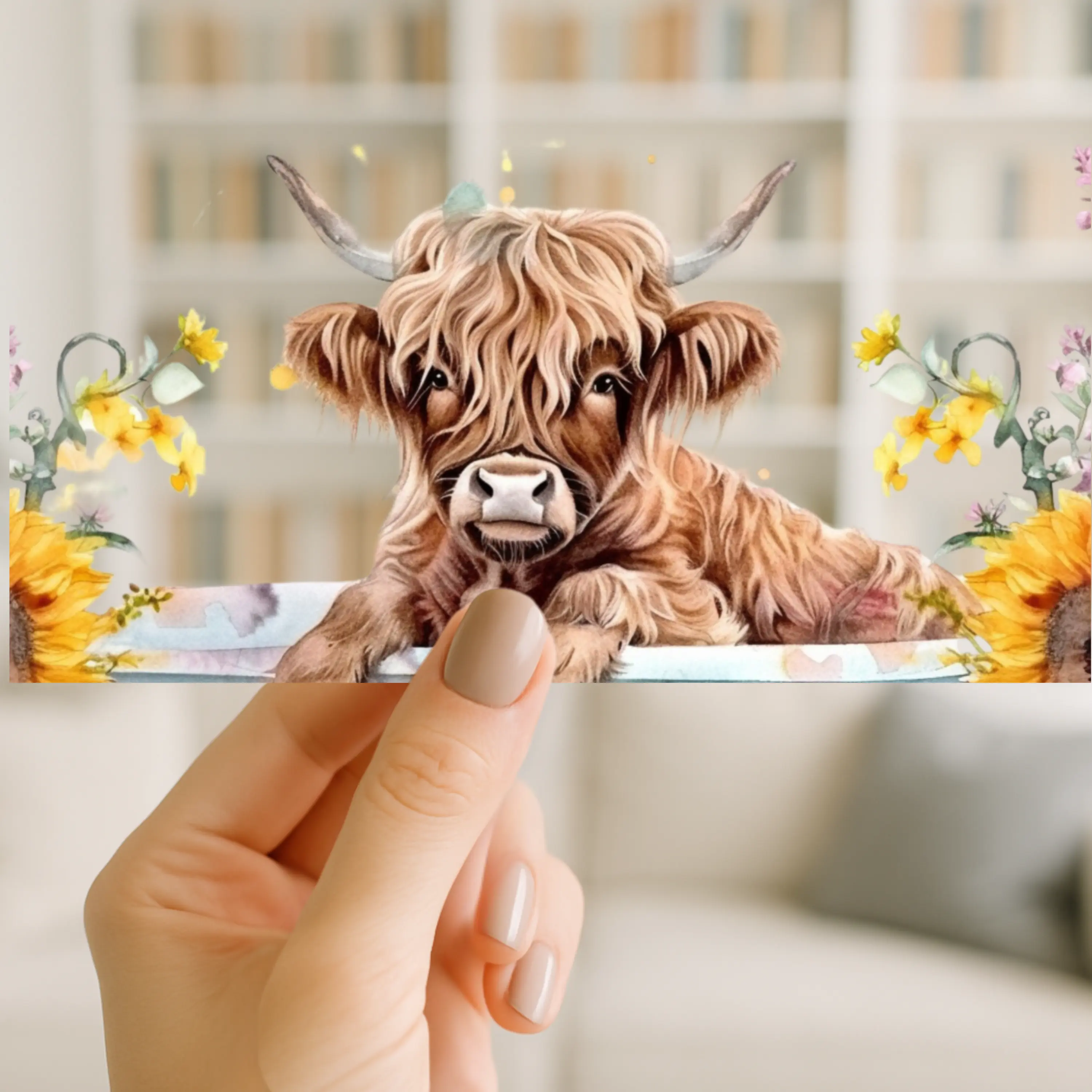 Highland Cow Watercolor | UV DTF Wrap for Cups | Ready to Apply Permanent