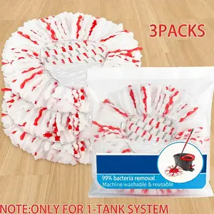 3-Pack Rotating Mop Heads Replacement Set with Cleaning Pad, Compatible with O-Cedar Easywring, Deep Clean Stubborn Stains, 40% Efficiency Boost