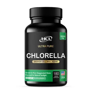 HCL Herbal Code Labs Ultra Pure Chlorella Capsules 3000mg - 180 Veggie Caps - Plant-Based Protein, Iron, Chlorophyll, Vitamins, Minerals, Antioxidants, Fiber - Clean, Vegan, Non-GMO, Gluten-Free, Dairy-Free