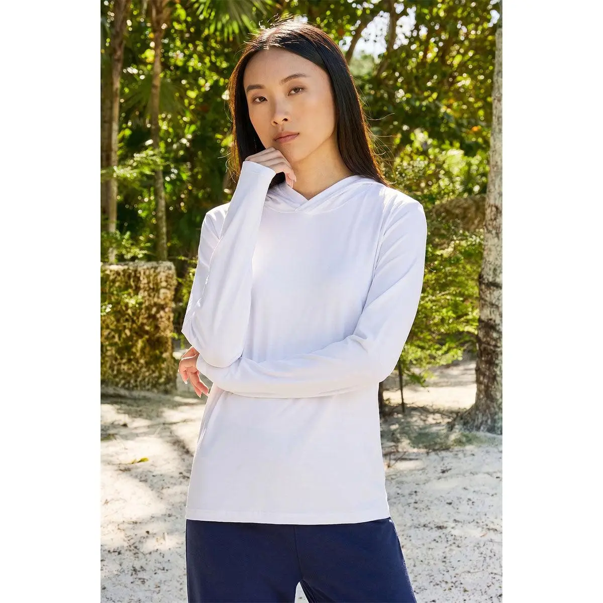 Morada | Women's Long Sleeve Hoodie Pima Sol | White
