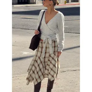 Toshie Asymmetrical Midi Skirt Multi Check