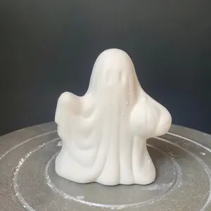 Mini ghost with pumpkin figurine