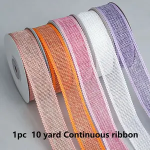 Pink Burlap Ribbon 1 inch x 10 Yard Natural Linen Woven Wired Coarse Texture Continuous Ribbons Ribbon Design DIY Handmade Edging Production Wreath Holiday Decoration Gift Ribbon for Gift Wrapping Pink Ribbons