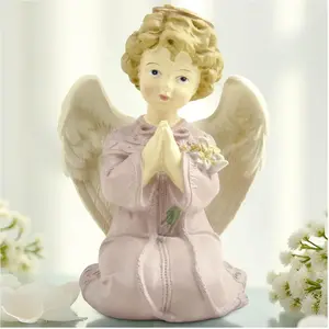 Kneeling Praying Angel Figurine - 5.12" Hand-Painted  Angel Girl Statue with ,  Christian  Decor and Inspirational Faith  for Women