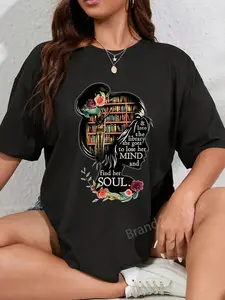100% Cotton Unisex Book Reading Bookworm Book Lover Women Girls Librarian T-Shirt Vintage Graphic Printed Tee