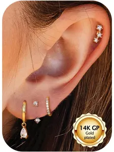 Gold Hoop Earrings for Women Hypoallergenic - Gold Plated Dainty Stud Earrings Dangle Small Huggie Cartilage Earring Stacks Gold Jewelry