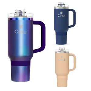 Cirkul 40oz All Day StrawSip Double Wall Insulated Stainless Steel Tumbler with Handle BPA Free Cup Holder Compatible Left and Right Hand Use Reusable Straw Lid